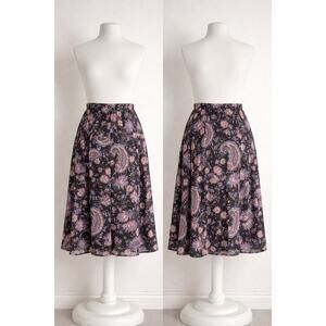 Jaclyn Smith Paisley Floral A-Line Midi Skirt XL